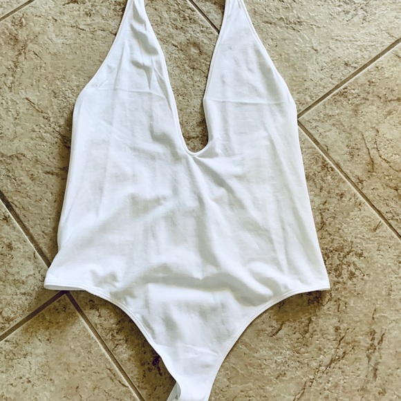 NEW, Express, White, Halter Contour Bodysuit, Size Medium - Picture 4 of 5